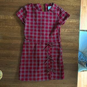 Dark red Tweed plaid skort dress. Just bought Dec 2024 at Zara.